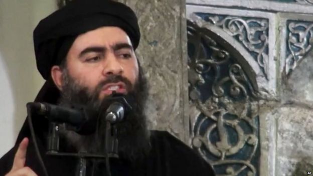 Islamic State group Abu Bakr al-Baghdadi in a screen grab of a photo posted on a militant website on 5 July 2014