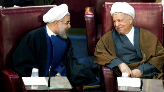 President Hassan Rouhani (L) and Ali Akbar Hashemi Rafsanjani