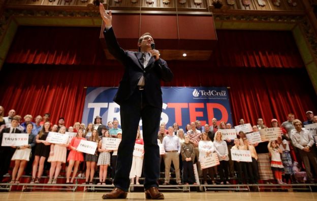 Republican presidential candidate Sen. Ted Cruz speaks at Woodrow Wilson Middle School