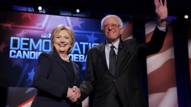 Hillary Clinton and Bernie Sanders