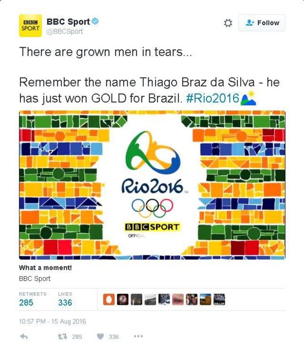 'Lembre-se do nome Thiago Braz da Silva', diz tuíte da BBC