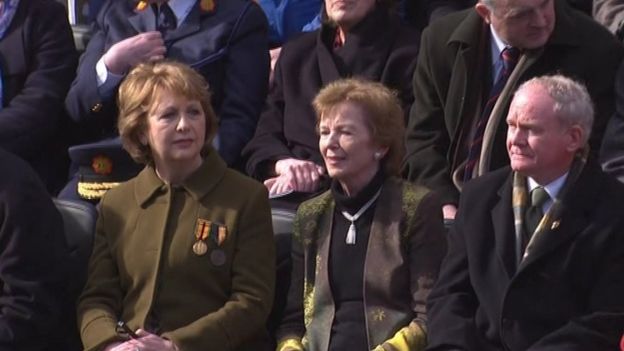 Former Irish presidents Mary McAleese, Mary Robinson and Northern Ireland's Deputy First Minister Martin McGuinness were among the invited guests for the Dublin commemorations