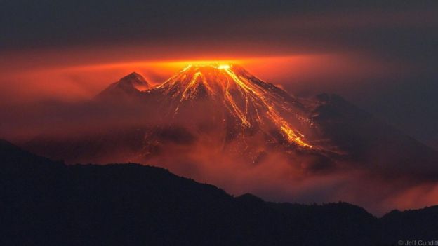 At 3,500m, the active Reventador volcano erupts - at night, you can see lava and melted rocks thrown with huge power