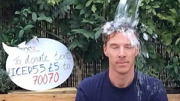 Benedict Cumberbatch doing the ice bucket challenge last year