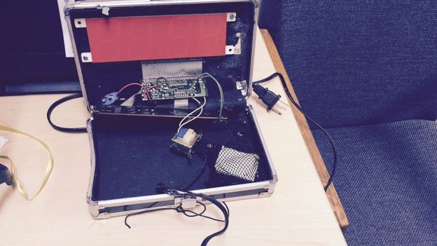 A homemade clock made by Ahmed Mohamed, 14, is seen in an undated picture released by the Irving Texas Police Department September 16, 2015.