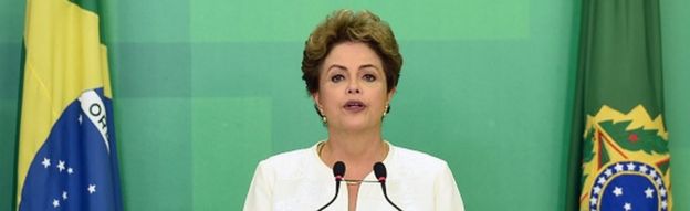 Dilma Rousseff delivers a speech on December 2, 2015 at Planalto Palace in Brasilia.