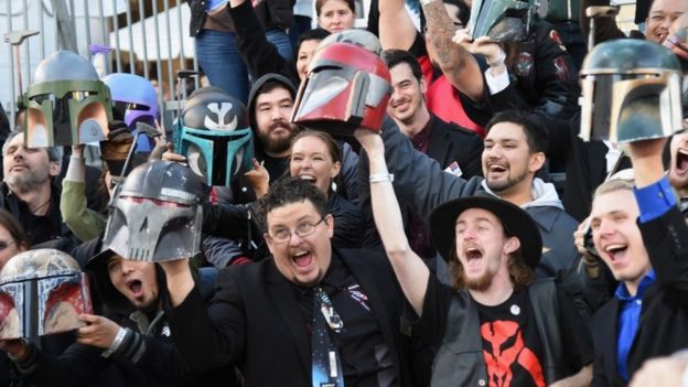 Fans attend the Star Wars premiere in Los Angeles