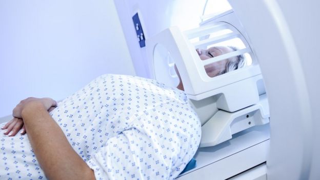 patient in an MRI scanner