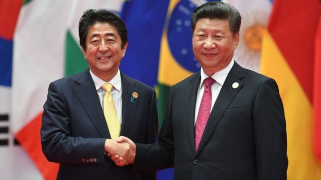 Shenzo Abe y Xi Jinping