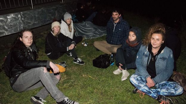 New Zealand residents camp near the top of Mt Victoria, the highest hill in Wellington