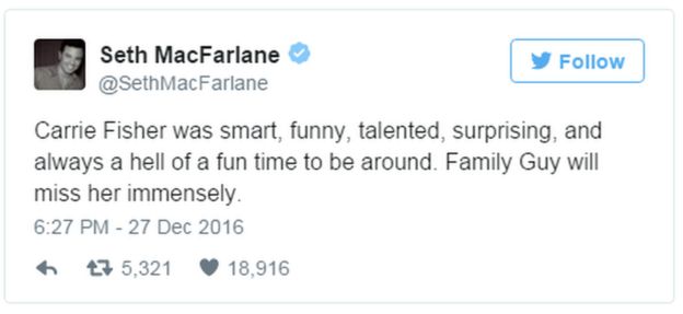 A tweet from Seth MacFarlane reads: 