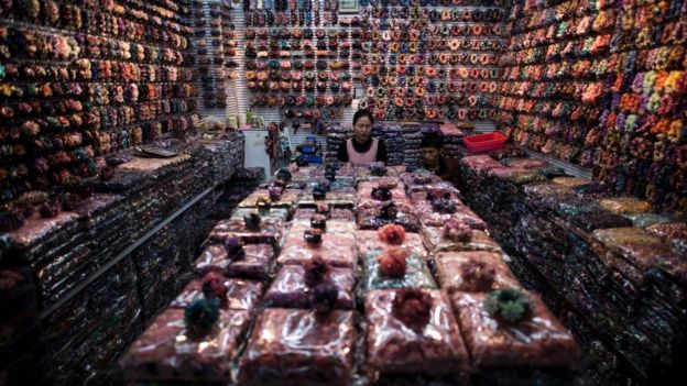 Puesto en el mercado de Yiwu