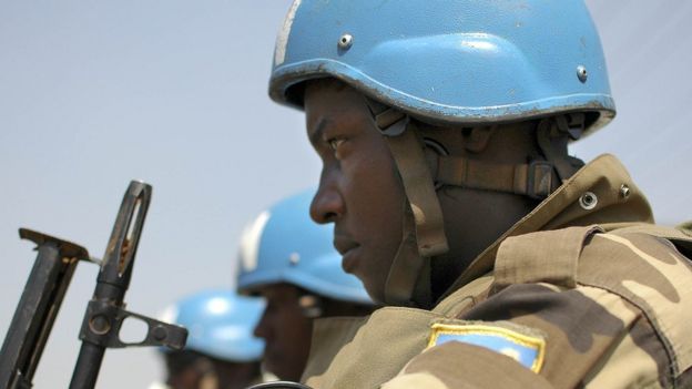 Un casque bleu au Soudan du Sud.