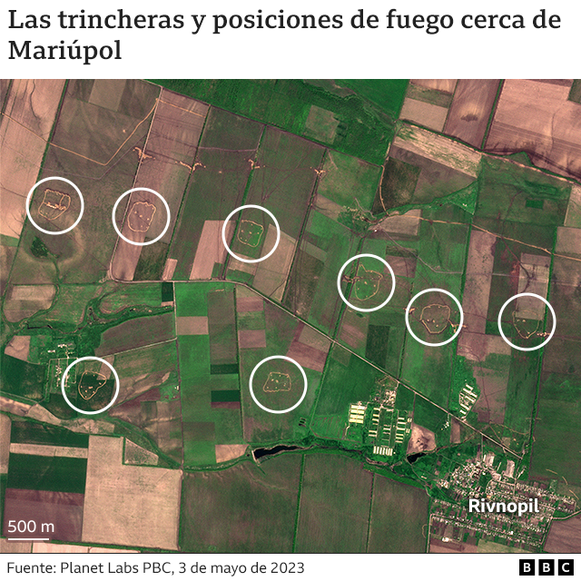 Dientes de dragón y trincheras antitanques las imágenes satelitales