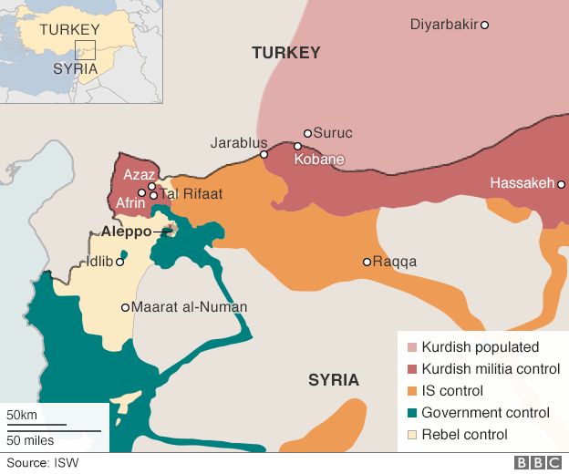 Northern Syria control map