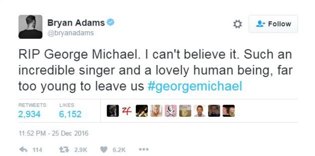Bryan Adams tweets
