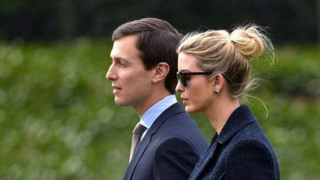 Jared Kushner (left), walking with his wife Ivanka Trump (03 March 2017)