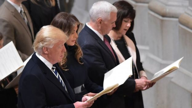 Donald Trump attends a multi-faith service in Washington, 21 Jan