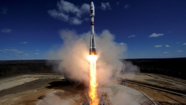Russian Soyuz 2.1a rocket carrying three satellites lifts off from Vostochny, 28 Apr 16