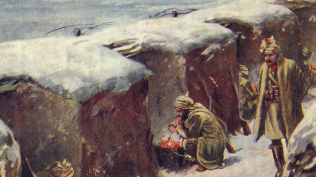 Indian troops in the trenches of the western front (1915)