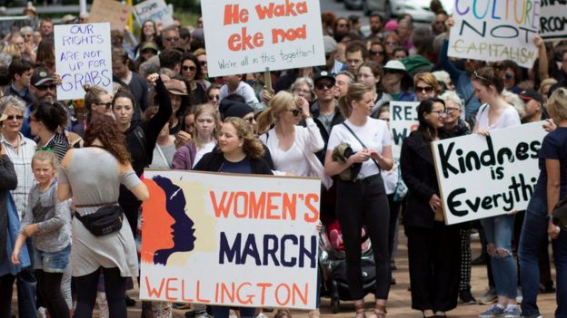 Women's march in Auckland New Zealand on 21 January 2017