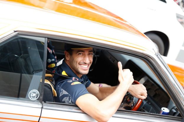 Australian driver Daniel Ricciardo gives the thumbs up in Tokyo ahead of the Japanese Grand Prix