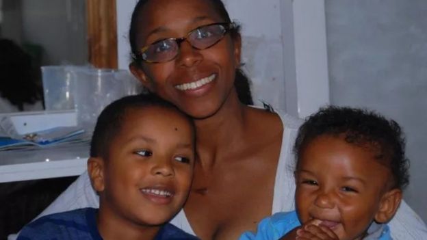 Sian Blake and her two children