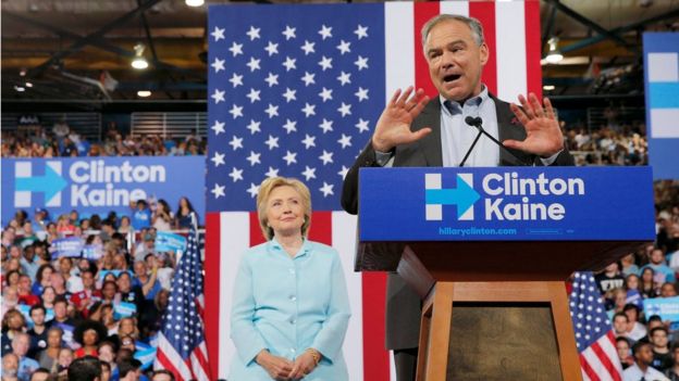U.S. Senator Tim Kaine (D-VA) speaks after Democratic U.S. presidential candidate Hillary Clinton introduced Kaine as her vice presidential running mate during a campaign rally in Miami, Florida, U.S. July 23, 2016. REUTERS/Brian Snyder