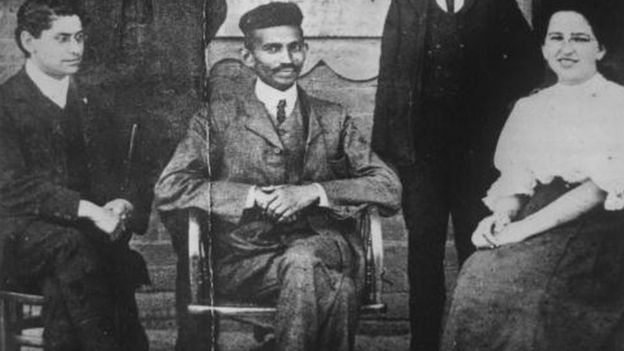 Mahatma Gandhi (Mohandas Karamchand Gandhi, 1869 - 1948) when he was practising as an attorney in South Africa.