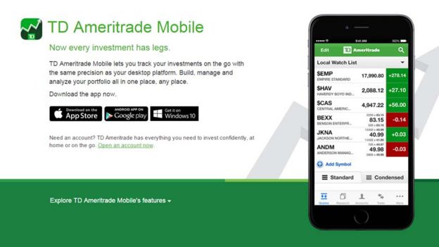 TD Ameritrade's share trading app