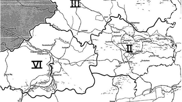 Зона II - самые лояльные СССР районы Донбасса на американской карте