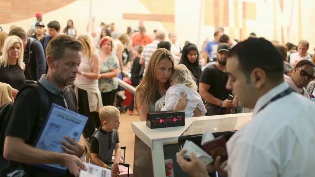 Passengers at Sharm el-Sheikh airport on 6 November 2015
