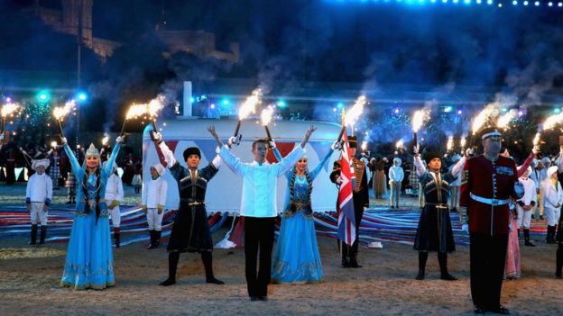 The finale of a show held for the Queen's birthday at Windsor Castle