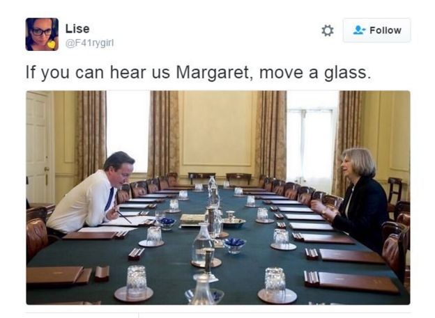 Tweeted image showing David Cameron and Theresa May