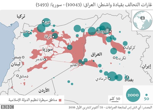 رسم توضيحي لغارات التحالف بقيادة واشنطن