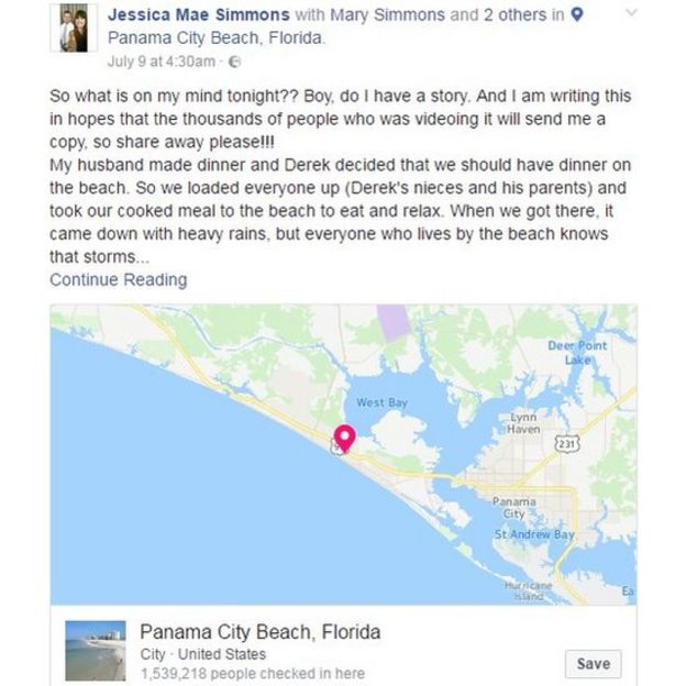 Screen grab of Facebook post by Jessica Mae Simmons