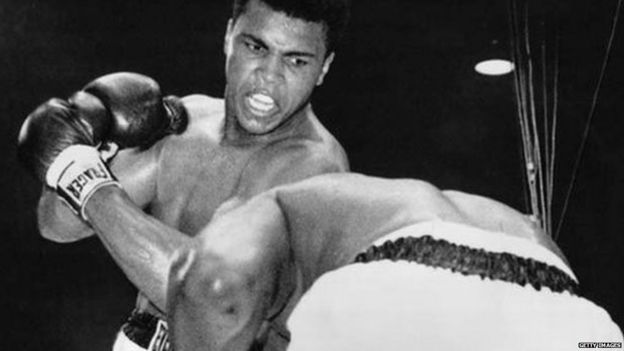 Muhammad Ali, then known as Cassius Clay, and Sonny Liston