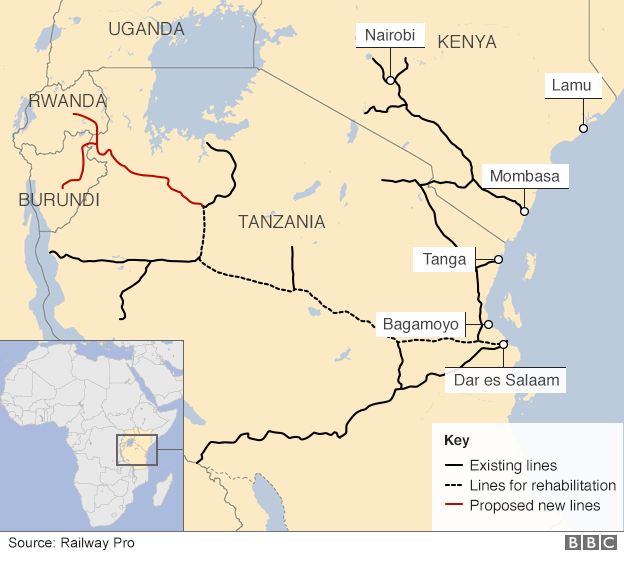 map of East Africa's railways