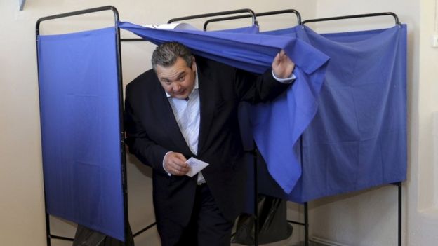 Panos Kammenos votes, 20 Sept