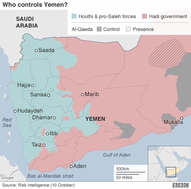 Map of control of Yemen (10 October 2016)