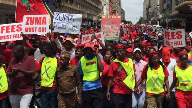 Anti-Zuma marchers in Pretoria, South Africa