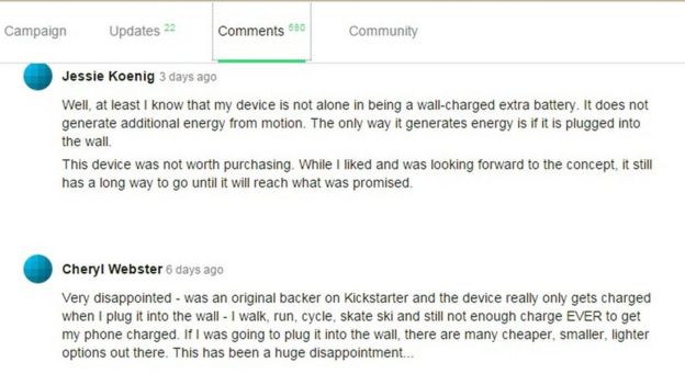 Kickstarter comments
