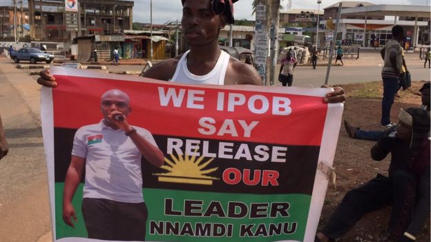 A Pro Biafra protester in southern Nigeria on Sunday 8 November, 2015