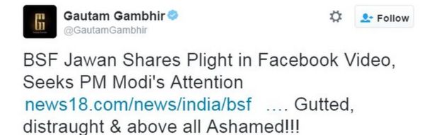 BSF Jawan Shares Plight in Facebook Video, Seeks PM Modi's Attention http://www.news18.com/news/india/bsf-jawan-shares-plight-in-facebook-video-seeks-pm-modis-attention-1333610.html …. Gutted, distraught & above all Ashamed!!!