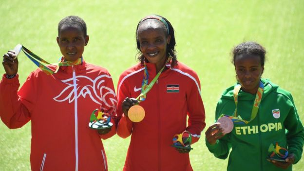 Eunice Jepkirui Kirwa, Jemima Jelagat Sumgong y Mare Dibaba