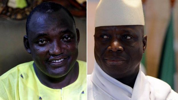 Adama Barrow na rais Jammeh kulia