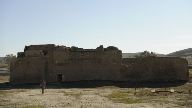 Photo released by US Department of Defence shows a soldier walking towards St Elijah’s Monastery near Mosul, Iraq (21 January 2009)