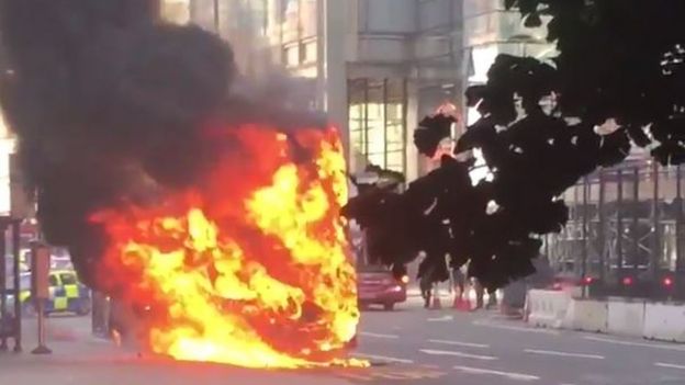 Bus on fire