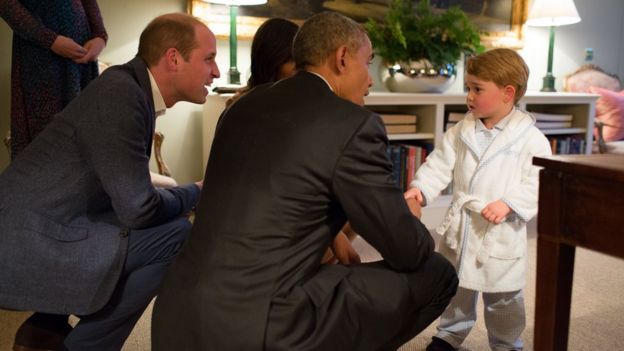 President Obama meets Britain's Prince George