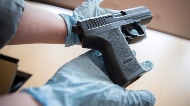 A pistol seized by German police in Wiesbaden, 29 February 2016